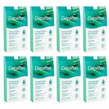 Imagem de 8CX Folhas Prontas Corporais Depilflax Aloe Vera C/20 Unid. - Lilabell