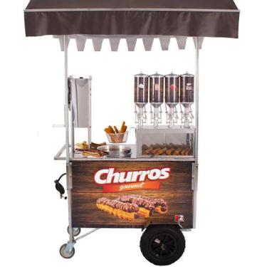 Imagem de Carrinho de Churros Fritador Elétrico e Gás Masseira Lateral Amadeirad