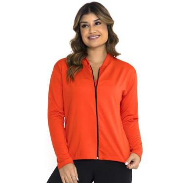 Imagem de Blusa Feminina Jaqueta Esportiva Com Ziper Lisa Manga Longa Academia A