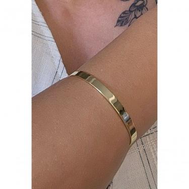 Imagem de Bracelete Floratta Joias Liso Largo Banhado em Ouro 18k 15CM Dourado Feminino