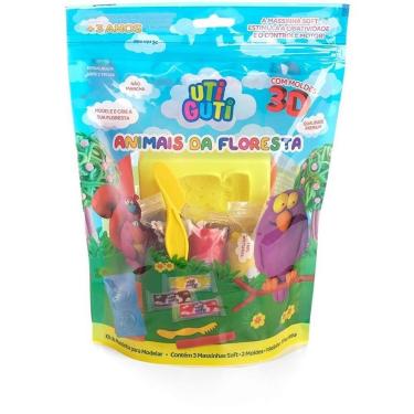 Imagem de Kit Massa de Modelar Animais da Floresta com Forminhas 3D Rolinho e Faquinha Canson