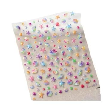 Imagem de Adesivos De Unha De Verão Com Conchas De Sereia, Estrelas-do-mar E Águ