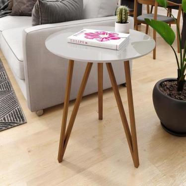 Imagem de Mesa Lateral para Sala de Estar Corinto 70 cm Branco - Sparta Móveis