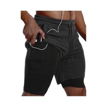Imagem de Shorts Esportivos Masculinos 2 Em 1, Dupla Camada, Para Corrida, Praia