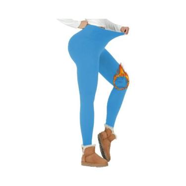 Imagem de Leggings Térmicas Femininas De Cintura Alta Forradas Com Fleece, Calça