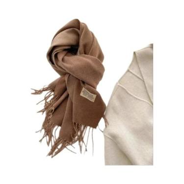 Imagem de Cachecol De Cashmere Dupla Face Quente Com Franjas Em Diferentes Cores
