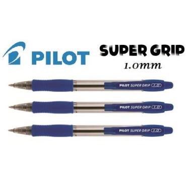 Imagem de Caneta Esferográfica Azul Pilot Super Grip 1.0 Kit com 3