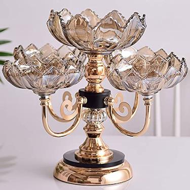 Imagem de Cesta de prato de frutas, prato de frutas de vidro de cristal, suporte criativo para sala de estar, escritório, festa, frutas, traz um toque chique e brilhante para sua cozinha, dourado-C