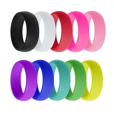 Imagem de dailymall Aliança de casamento de silicone de borracha de 8 mm colorida para esportes ao ar livre flexível, Silicone, não disponível,