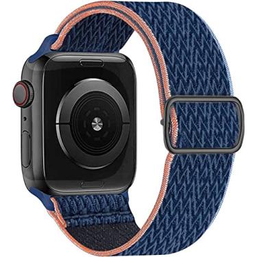 Imagem de Pulseira Nylon Solo Elástica Compatível com Apple Watch (38/40/41, Chevron Azul Marinho)