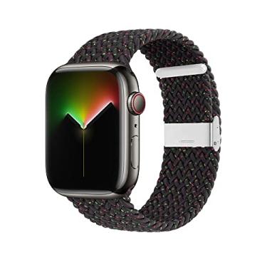 Imagem de Pulseira loop solo trançada Black Unity para Apple Watch 38/40/41/42/44/45 MM SE trançadas Correia elástica ajustável série 7/6/SE/5/4/3/2/1 com fivelas (42/44/45MM)