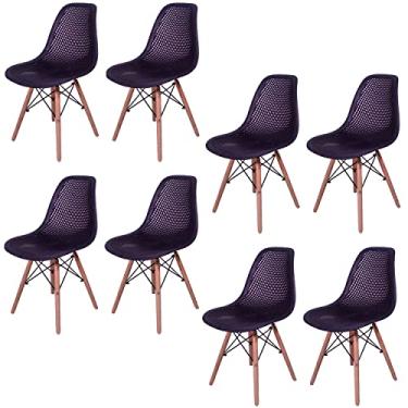 Imagem de Kit 8 Cadeiras Charles Eames Eifell 130 Furadinha Cor:Preta