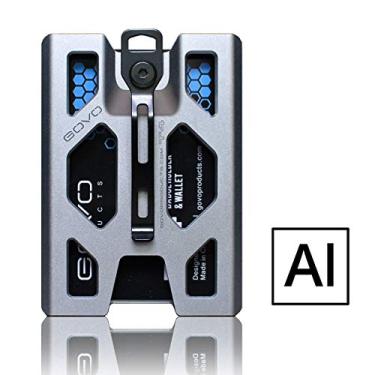 Imagem de Porta-crachá GOVO de alumínio/carteira_ Suporte de cartão de identificação durável com clipe de metal e compartimento para 4 cartões (prata)