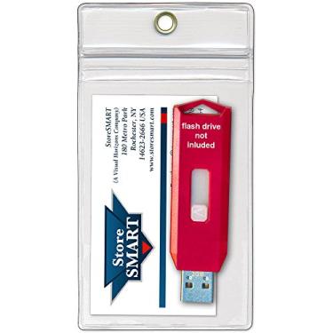 Imagem de StoreSMART - USB Flash Drive/cartões de memória e porta-cartões de visita - zíper superior e orifício para pendurar - Aberto de lado curto (R3578ZIPS-FLASH-10), 10-Pack