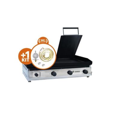 Imagem de KIT - Chapa Gás Inox 80 cm C80P Com Prensa + Kit Gás - Venâncio