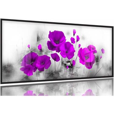Imagem de Quadro Decorativo Flores Magenta 130x60 Moldura Preta 2x2