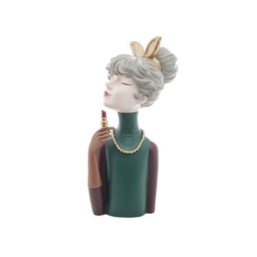 Imagem de Figura Decorativa Resina Boneca c/ Batom 61489 Rojemac