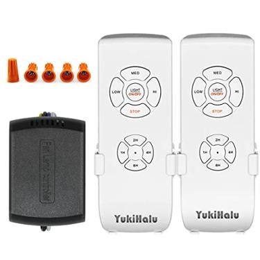 Imagem de Kit de controle remoto universal para ventilador de teto 3 em 1 da YUKIHALU, 4 temporizações de contagem regressiva, 3 velocidades da ventoinha de ligar/desligar, listado pela ID ETL&FCC, controle remoto sem fio e kits receptores para luz de ventilador de teto