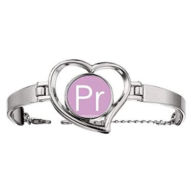 Imagem de N/A N/A Bracelete Chestry Elements Tabela de Período Lanthanide Praseodyum Pr Pulseira de Arame Joia de Coração, medium, metal