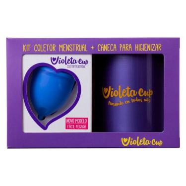 Imagem de Violeta Cup Coletor Menstrual Kit  Coletor Menstrual Tipo B Azul + Can