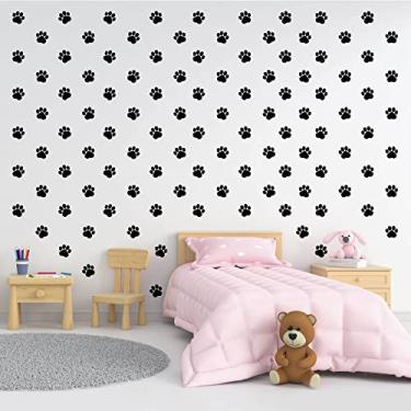 Imagem de Adesivo Decorativo Patinhas Cartela Colorido Parede (Preto)