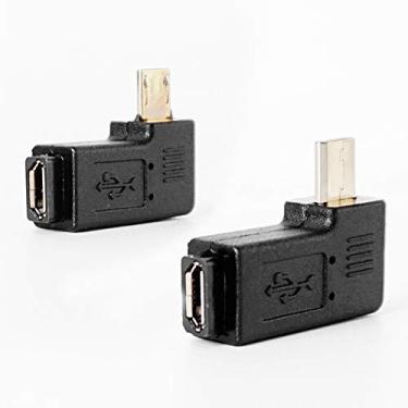 Imagem de Inovat 1 par de adaptadores de plugue macho para micro USB de 90 graus USB macho para micro fêmea