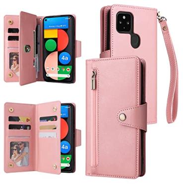 Imagem de For Google Pixel 4A 5G Rivet Buckle 9 Cards Three Fold Leather Phone Case