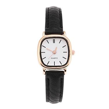 Imagem de Relógio de pulso feminino, pulseira de poliuretano feminina, relógio analógico de quartzo, relógio feminino fácil leitor (1#)
