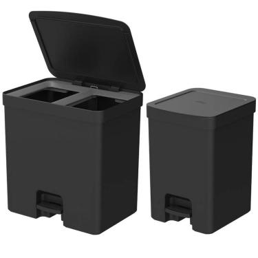 Imagem de Kit 2 Lixeiras de Pedal com Aro Interno 12 Litros e 20 Litros Dupla Seletiva OU Trium