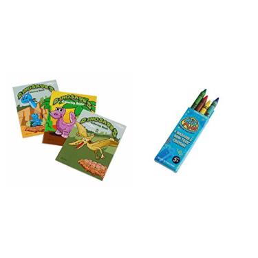 Imagem de USToy Conjunto de 24 peças de dinossauro para colorir livro e giz de cera