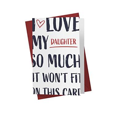 Imagem de Cartão de aniversário engraçado para filha, ela – Cartão de aniversário para ela do pai – Cartão de aniversário infantil – Com envelope (This Much Daughter)