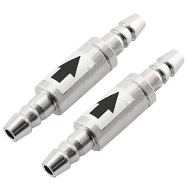 Imagem de Cystarry 2 peças de válvula de retenção unidirecional de aço inoxidável, regulador de tubulação de linha de CO2 de ar para sistema anti-refluxo, não retorno no aquário