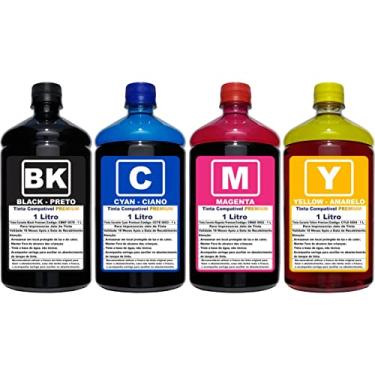 Imagem de 4 Garrafas Tinta Compatível Impressoras L3210 L3250 L3110 L3150 L5190 544 Kit 4 Litros