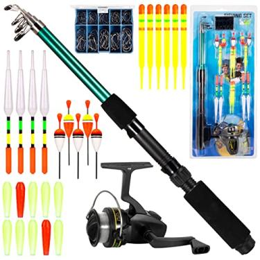 Imagem de Tingpai Va de pesca e carretel Combo 127pcs Conjunto de equipamento de pesca Va de pesca telescópica com carretel gi tório e ganchos acessórios