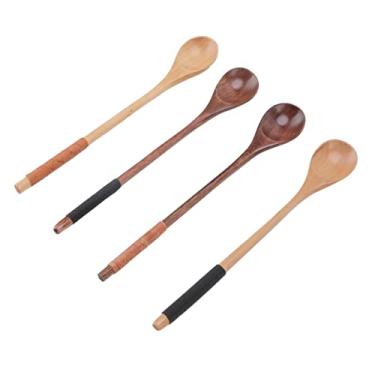Imagem de GLOGLOW Wooden Stirring Spoons, Reusable Delicate Slim Portable Comfortable Grip Wooden Long Handle Spoon Healthy Rustproof for Mixing