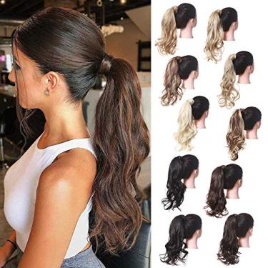 Imagem de Peruca feminina Uleeso de cabelo sintético com extensão de rabo de cavalo longa e ondulada para mulheres (2)