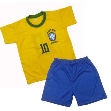 Imagem de Uniforme Infantil Conjunto Jogador Seleção Brasil Futebol - Dmy