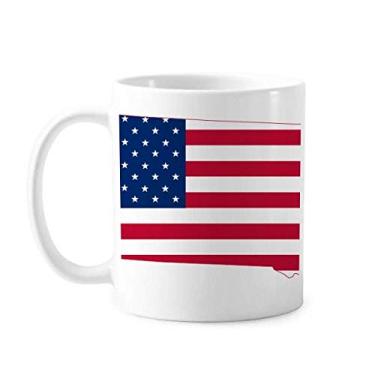 Imagem de South Dakota EUA Mapa Estrelas Listras Forma Bandeira Caneca Cerâmica Café Porcelana Utensílios de Mesa