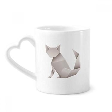 Imagem de Caneca com estampa geométrica abstrata de gato origami caneca de cerâmica copo de coração de vidro