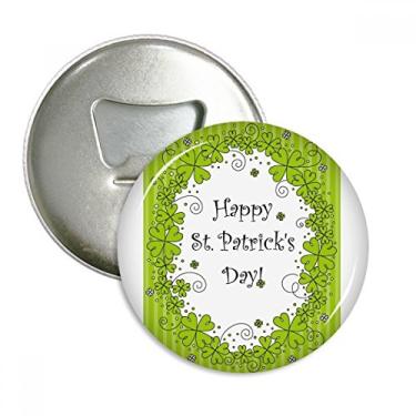 Imagem de Emblema multifuncional com ímã de geladeira para quatro folhas e trevo da Irlanda feliz dia de São Patrício