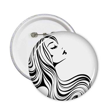 Imagem de Lindo cabelo longo encaracolado feminino contorno pinos crachá botão decoração acessório 5 peças