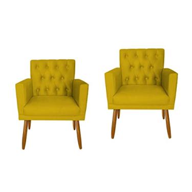 Imagem de Kit 02 Poltronas Decorativa Capitonê para Sala Recepção Escritório Sala de Espera (Amarelo)