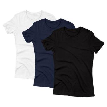 Imagem de Kit 3 Camisetas Feminina Poliéster Básica Camisa Blusa Treino Academia