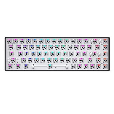 Imagem de 60% Kit de teclado mecânico TKL, 68 KEYS RGB Bluetooth 2.4g Kit de teclado de troca quente com fio para o Gamer Geek black