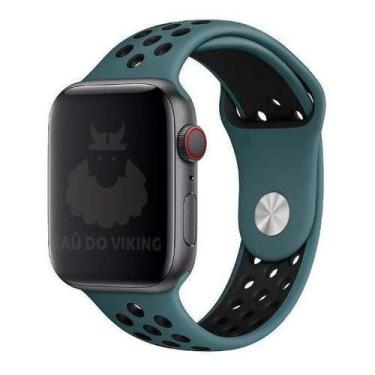 Imagem de Baú do Viking Pulseira Silicone Furos, compatível com Apple Watch (Azul Celestial Preto, 45 mm)