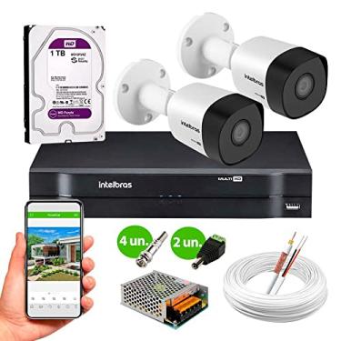 Imagem de Kit 2 Câmeras de Segurança Intelbras HD 720p 30m infra VHD 3130 B G6 Metal + DVR Intelbras + HD 1tb