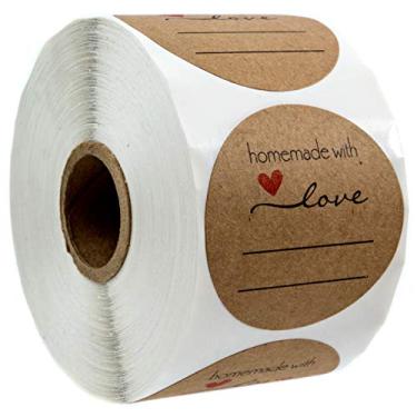 Imagem de Adesivo caseiro com amor de 5 cm com linhas para escrever/2" redondo caseiro com Love Canning Labels/500 etiquetas por rolo