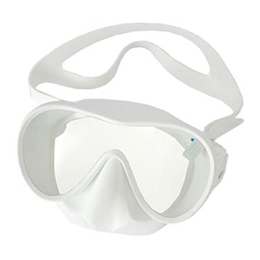 Imagem de UGPLM Óculos de Snorkel Anti Fog Mergulho Acessório Equipamento de Treinamento Lente de Vidro Natação Faixa de Cabeça Ajustável Máscara de Mergulho para Mul, Branco
