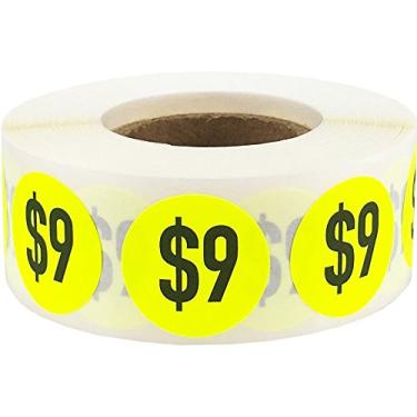 Imagem de Adesivos de preço fluorescente, $9, 3/4" Circle