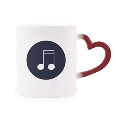 Imagem de Caneca de grés com notas musicais duplas, sensível ao calor, mudança de cor vermelha